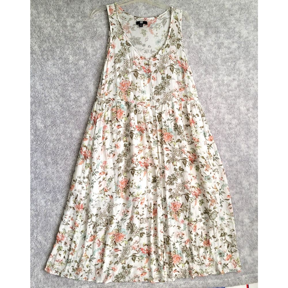 Frye Cream Floral Midi Dress with Pink and Green Accents